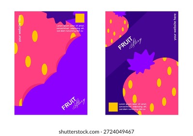 Cartaz de modelo temático de frutas com design de uva plana