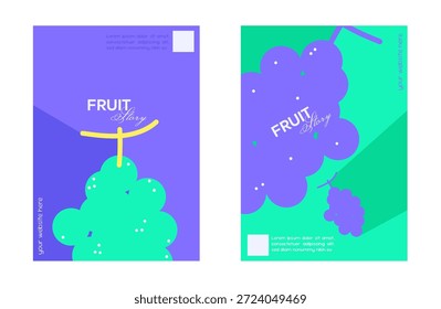 Fruit themed template poster with Flat Grape Design