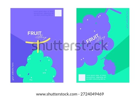 Fruit themed template poster with Flat Grape Design