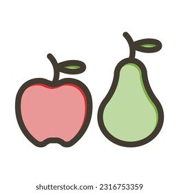 Fruit Thick Line Filled Colors For Personal And Commercial Use.
