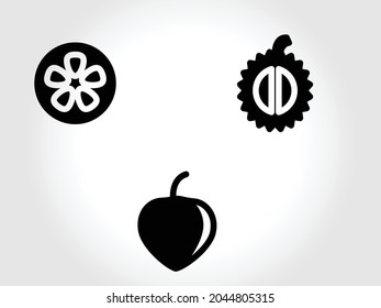 Fruit thin line icon set. Food collection of simple outline signs. Berry symbol in linear style. strawberry, orange, kiwi black contour flat icons design. Isolated on white concept vector Illustration