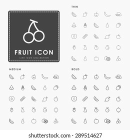 fruit thin, medium and bold line icons