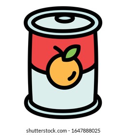 Fruit tin can icon. Outline fruit tin can vector icon for web design isolated on white background
