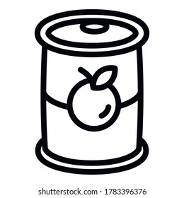 Fruit tin can icon. Outline fruit tin can vector icon for web design isolated on white background