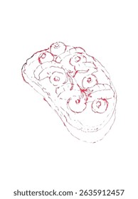 Ilustração de torrada de frutas isolada no branco	
