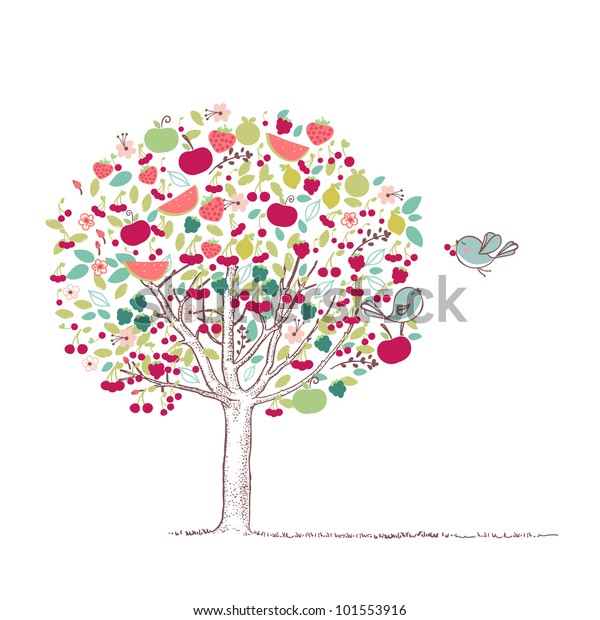 Fruit Tree Stock Vector (Royalty Free) 101553916