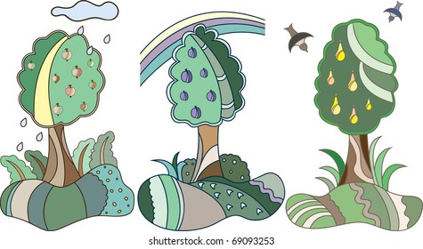 Fruit tree in animated style