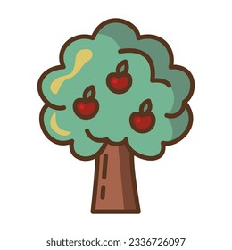 Fruit Tree With Apples Illustration