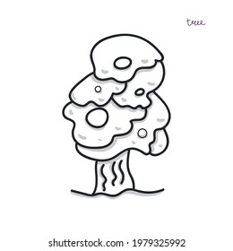  fruit tree cartoon outline vector illustration