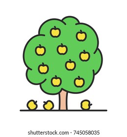 Fruit tree color icon. Garden, park. Forestry. Isolated vector illustration