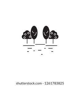 Fruit tree garden black vector concept icon. Fruit tree garden flat illustration, sign