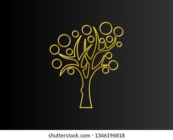 fruit tree with gold line style