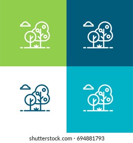 Fruit Tree Green And Blue Material Color Minimal Icon Or Logo Design