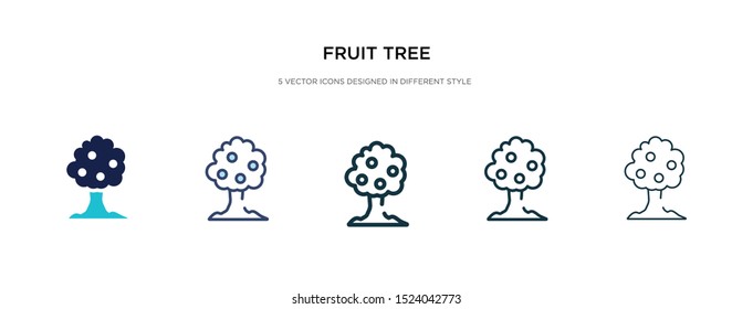 fruit tree icon in different style vector illustration. two colored and black fruit tree vector icons designed in filled, outline, line and stroke style can be used for web, mobile, ui