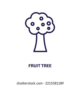 Fruit Tree Icon From Ecology Collection. Thin Linear Fruit Tree, Tree, Fruit Outline Icon Isolated On White Background. Line Vector Fruit Tree Sign, Symbol For Web And Mobile