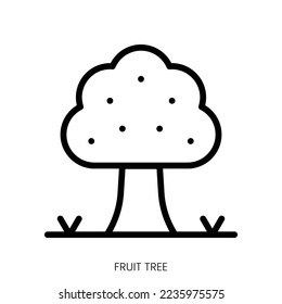 icono del árbol de frutas. Diseño De Estilo De Arte De Línea Aislado En Fondo Blanco