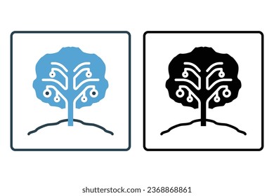 Fruit Tree Icon. Icon related to Farming And Farm. Suitable for web site design, app, user interfaces. Solid icon style. Simple vector design editable