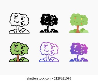 Fruit tree icon set with line, outline, flat, filled, glyph, color, gradient. Editable stroke and pixel perfect. Can be used for digital product, presentation, print design and more.