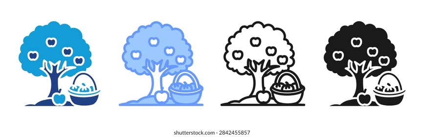Fruit Tree icon set multiple style collection