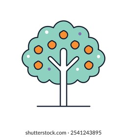 Icono de árbol de frutas. Ilustración simple de un árbol frutal, que simboliza el crecimiento, la abundancia y la cosecha.  Perfecto para temas de naturaleza.