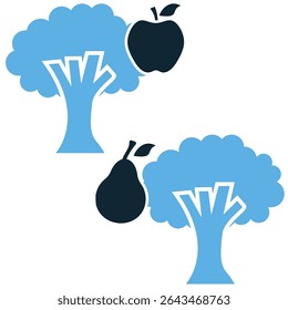 Fruit tree icon vector illustrating natural growth and bounty. Perfect for organic farming, healthy produce, sustainable living, and natural food sources.