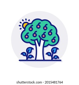 icono de árbol de frutos en vector. logotipo