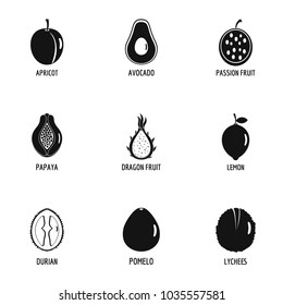 Fruit tree icons set. Simple set of 9 fruit tree vector icons for web isolated on white background