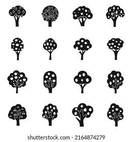 Fruit tree icons set simple vector. Apple garden. Tree fruit
