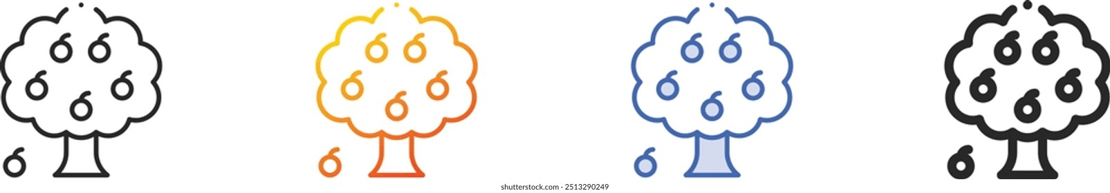 fruit tree icon.Thin Linear, Gradient, Blue Stroke and bold Style Design Isolated On White Background