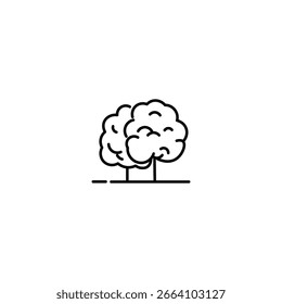 Fruit Tree Line Art Icon – Hand-Drawn Orchard Outline Vector