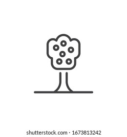 Icono de línea de árbol de frutas. signo de estilo lineal para concepto móvil y diseño web. Icono vectorial de contorno de árbol de jardín. Símbolo, ilustración del logotipo. Gráficos vectoriales