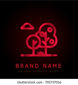 Fruit tree red chromium metallic logo