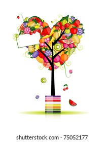 Fruit tree in shape of heart for your design