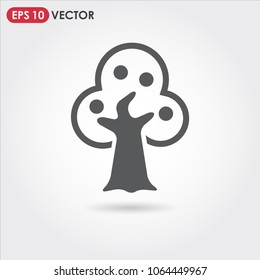 fruit tree single vector icon on light background