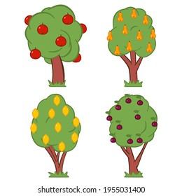 Fruit tree vector cartoon illustration isolated on a white background.