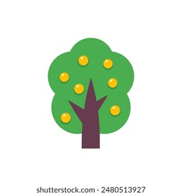 fruit tree vector icon on white, flat design