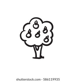 Fruit tree vector sketch icon isolated on background. Hand drawn Fruit tree icon. Fruit tree sketch icon for infographic, website or app.