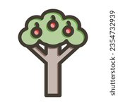 Fruit Tree Vector Thick Line Filled Colors Icon For Personal And Commercial Use.
