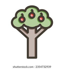 Fruit Tree Vector Thick Line Filled Colors Icon For Personal And Commercial Use.
