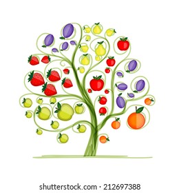 Fruit Tree For Your Design. Vector Illustration