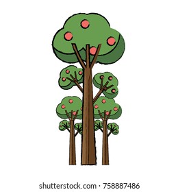 fruit trees iocn over white background colorful design vector illustration