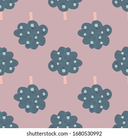 Fruit trees seamless patter in doodle style. Design for fabric, textile print, wrapping paper, kitchen textile, cover. Funny vector illustration