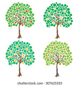 Fruit trees. Vector clip art