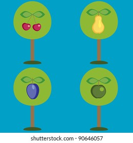 Fruit trees  in vector format.