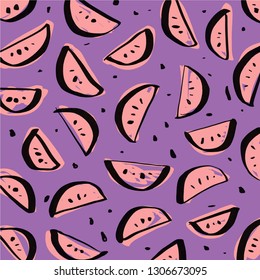 Fruit tropical pattern. Hand drawn stylized temting contemporary art. Boho hipster drawing