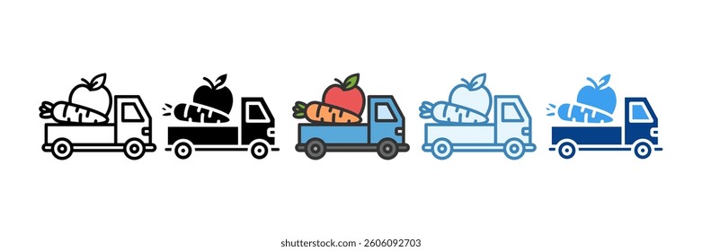 Fruit Truck Icon Set Multiple Style Collection