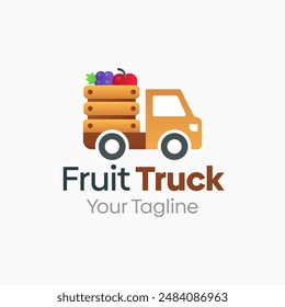 Diseño de Plantilla de Vector de logotipo de camión de fruta. Bueno para negocios, empresas emergentes, agencias y Organización