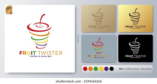 FRUIT twister vector illustration Logo minimal design. Blank name for insert your Branding. Designed with examples for all kinds of applications. You can used for company, indentity, ice cream shop