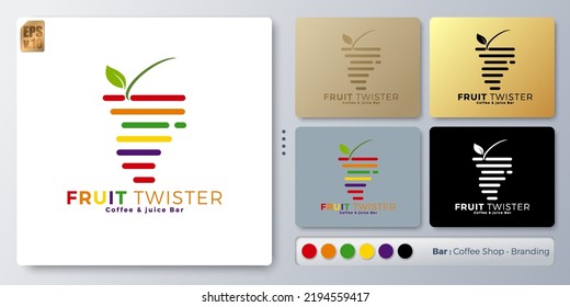 FRUIT twister vector illustration Logo minimal design. Blank name for insert your Branding. Designed with examples for all kinds of applications. You can used for company, indentity, ice cream shop