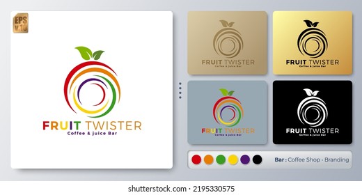 FRUIT twister vector illustration Logo minimal design. Blank name for insert your Branding. Designed with examples for all kinds of applications. You can used for company, indentity, ice cream shop